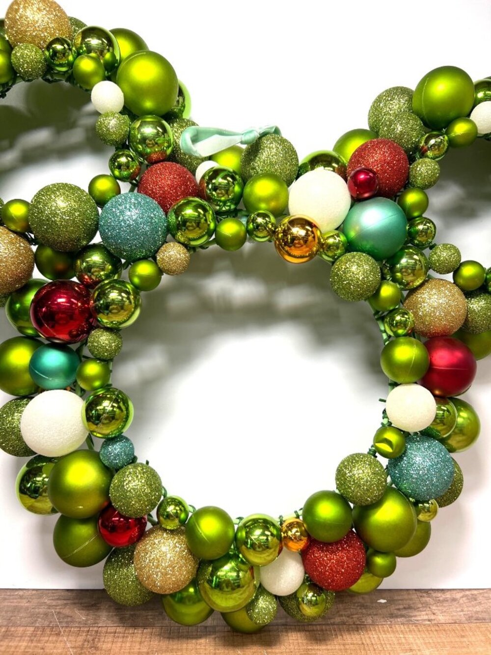 Christmas Ornament Wreath In Green Red & Gold Mickey Mouse Shape Home Wall Decor - Picture 4 of 5
